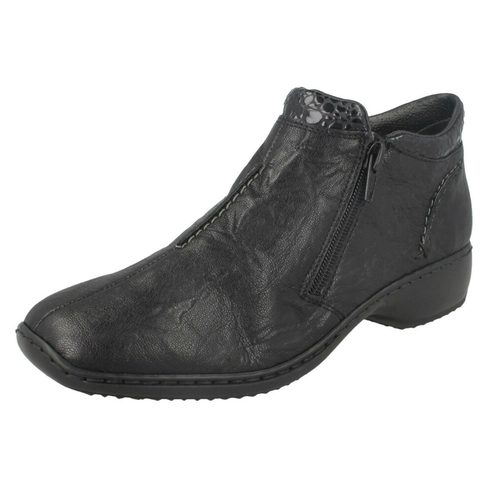 Rieker (Black, Uk 5) Ladies Zip Fastening Leather Ankle Boots L3882