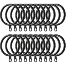 Black metal curtain rings 38mm inner diameter - 60 pcs pack
