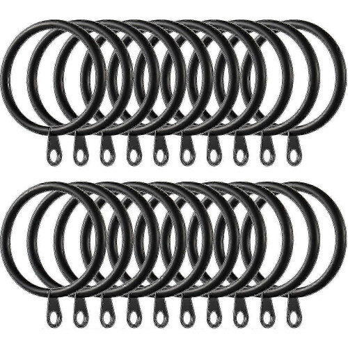 Black metal curtain rings 38mm inner diameter - 60 pcs pack