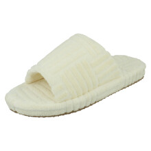 (Ivory, UK 7/8) Ladies Spot On Towelling Slippers X2127