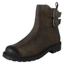 (Grey, UK 6) Ladies Clarks Buckle Detailed Zip Fastening Leather Ankle Boots - Orinoco2 Bay
