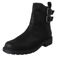(Black, UK 5) Ladies Clarks Buckle Detailed Zip Fastening Leather Ankle Boots - Orinoco2 Bay