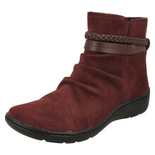(Burgundy, UK 5) Ladies Clarks Braid Detailed Ankle Boots - Cora BraidBoot