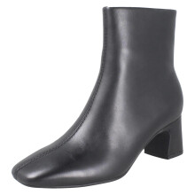 (Black, UK 6) Ladies Clarks Square Toe Block Heeled Ankle Boots - Fernie Zip