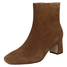 (Brown, UK 6) Ladies Clarks Square Toe Block Heeled Ankle Boots - Fernie Zip