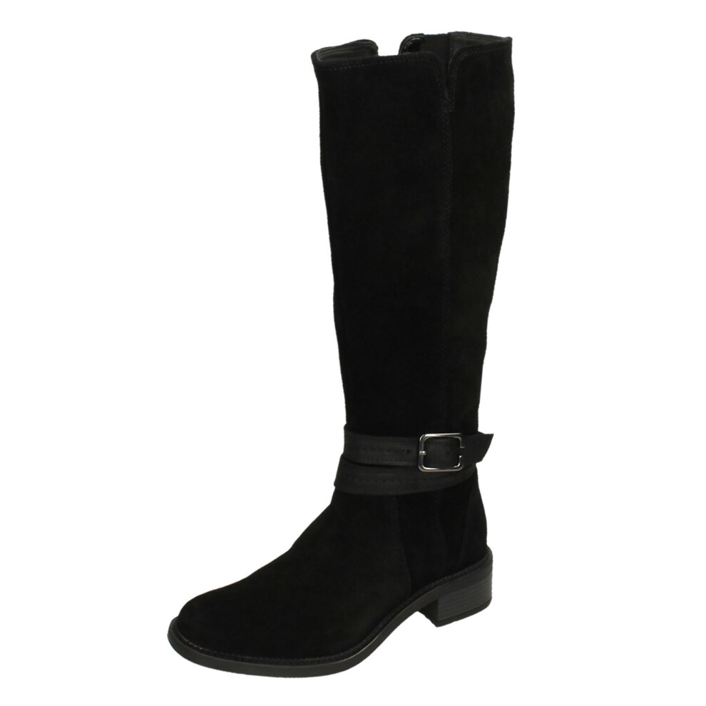 Clarks (Black, Uk 4) Ladies Zip Comfort Knee High Boots - Maye Shine