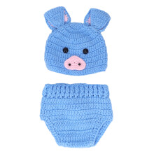 Handgefertigte Babykleidung für Neugeborene, gehäkeltes Kostüm mit Tiermotiven aus weichem Wollgarn, atmungsaktives Material, tragbar für 0-3