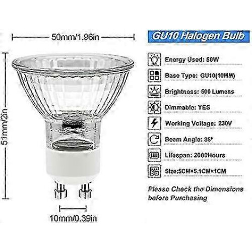2 pin halogen bulbs for candle warmer, GU10 50W dimmable 6 pack 2