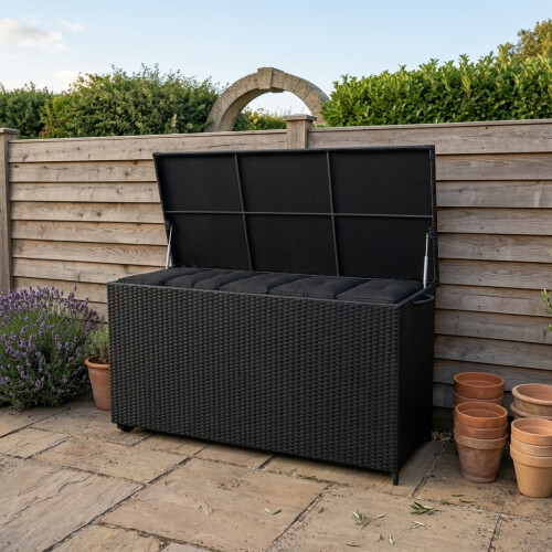 Rotan Kussen Opbergbox 700 L - Zwart 1