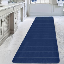 (Navy Color, 60cm*200cm(23.6in*78.7in)) 1pc/Striped Embossed Extra Large Size Super Absorbent Flannel Bath Mat, Non-Slip