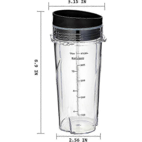 2-pack 16Oz cups for Ninja QB3001SS blender with lids 2