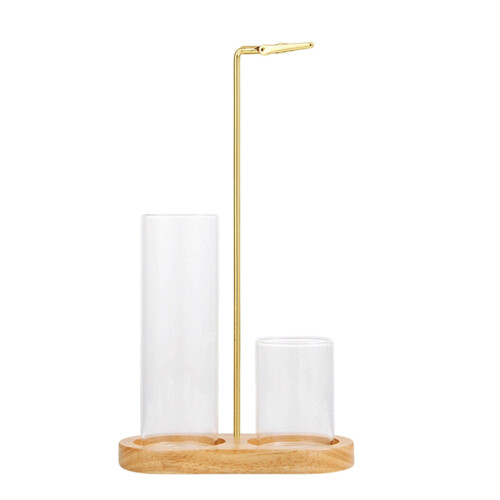 2 In 1 Scented Diffuser Glass Cup Holder-8 shaped wood color