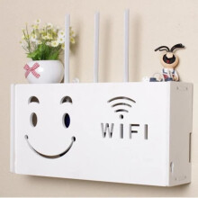 WLAN-Router-Regal, wandmontierter TV-Ständer, Aufbewahrungsbox mit Smiley-Gesicht, groß, 40,5 x 20 x 9,5 cm