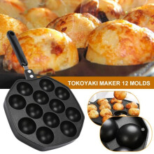 Bratpfanne - Tokoyaki - 12 Löcher - Antihaftbeschichtung - Aluminiumlegierung - 33x18 cm
