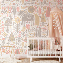 (Medium (3m X 2.4m)) Scandi Forest Animals - Pink
