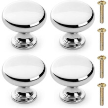 Schranktürknöpfe – Poliertes Chrom – 4er-Set – 30 mm – Zinklegierung – Modernes Design