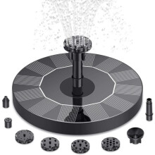 YWEI Solar-Gartenbrunnen – 1 W – 6 Düsen – geeignet für Teiche – schwarzes Kunststoffharz