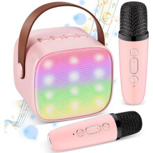 Kabelloses Karaoke-Mikrofon für Kinder, mit 2 Mikrofonen, Geschenk für Mädchen im Alter von 4–12 Jahren, Geburtstagsspielzeug, Pink