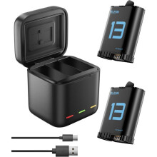 HERO13-Akku, HERO13 Enduro-Akku, wiederaufladbare Akkupacks (2 x 2100 mAh) und HERO13 3-Kanal-Akkuladegerät, Box