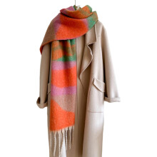 Fashionable Thick Fringed Scarf Patchwork Warm Winter Shawl-5
