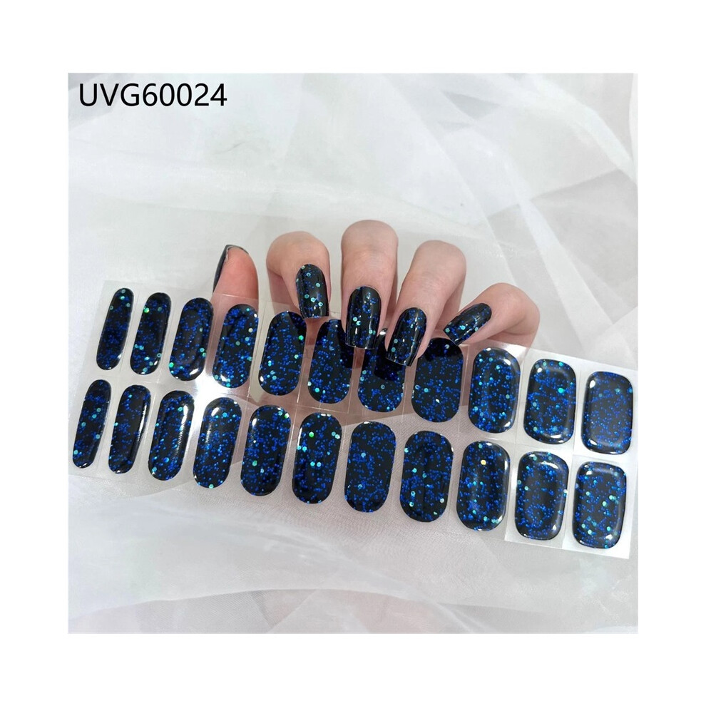 (UVG60024) 22Pcs Self Adhesive Nail Art Decals Semi Cured Gel Full Wrap Manicure Stickers