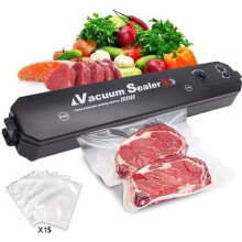 MTEVOTX Vakuumiergerät für Lebensmittel – inklusive Vakuumbeutel für Lebensmittel, Fleisch, Gemüse (15 Beutel) – Schwarz