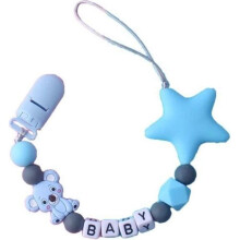 Personalisierter Baby-Schnullerclip, Silikon-Schnullerclip-Buchstabe - Koala - Silikon-Sternperle, Schnullerkette C