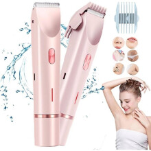 2-in-1-Damen-Epilierer, wiederaufladbar und mit Zubehör, für trockene und nasse Haut (Rosa)