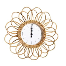 Wanduhr – OOTDTY – handgeflochtener Rattanrahmen – schlichtes Design – 20 x 45 cm – für den Innenbereich