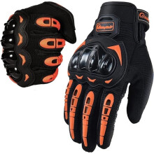 Motorradhandschuhe – SCHWARZ ORANGE – Touchscreen-kompatibel – schützend – Zwischensaison – Erwachsene – Multisport