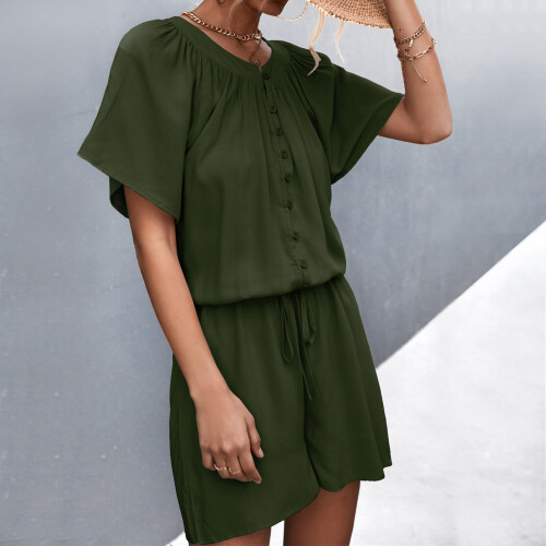 Casual Romper Jumpsuit για γυναίκες, ελαστική ζώνη με κορδόνι, υψηλής ποιότητας ύφασμα Romper, 2