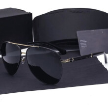 Herren-Sonnenbrille – Neue rahmenlose polarisierte Metall-Sonnenbrille für Outdoor-Angeln – schwarzer und grauer Pistolengriff-Rahmen