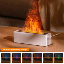 Raumluftbefeuchter – Aromatherapie-Diffusor für ätherische Öle – 7-Farben-Flamme – für Zuhause, Büro, Wohnzimmer – Weiß