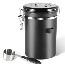 Luftdichter Edelstahl-Kaffeekanister, 1,8 l Kaffeebohnenbehälter – Schwarz