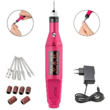 Mini-Nagellackmaschine – Rot – Maniküre-Feilen-Set mit 6 Nagelbohrern