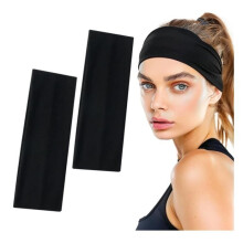 2 Stück Damen-Stirnband, schwarzes Sport-Stirnband, rutschfeste elastische Haarbänder, Sport-Stirnband, Radfahren
