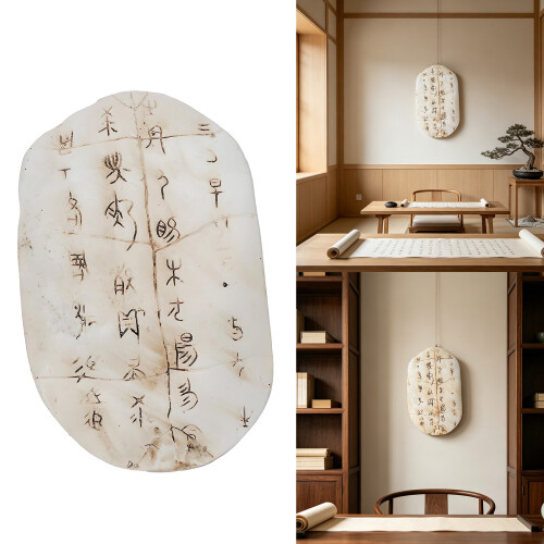 Turtles Shell Shape Resin Art Piece With Ancient Chinese Oracles 1
