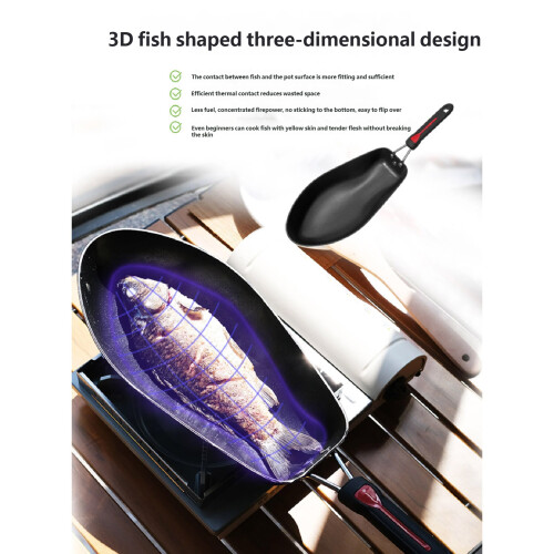 Practical Fish Grilling Pan with Aluminum Body and Stays Cool 1