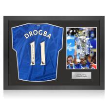 Didier Drogba Signed Chelsea 2025-26 Home Football Shirt. Icon Frame