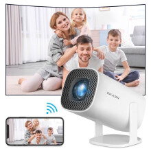 Mini-Projektor unterstützt 4K 1080P Android 8 GB WLAN tragbarer LCD-HD-Projektor verstellbarer Winkel Kino HD-IN USB AV – Weiß