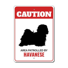 Havanese Dog Caution Metal Sign 12x8 Inch