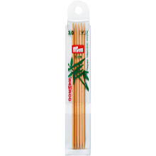 Prym 15 cm x 3 mm Double Pointed Glove Knitting Pins, Bamboo