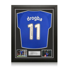 Didier Drogba Signed Original Chelsea 2008-09 Champions League Football Shirt (UCL Print) BNWT. Standard Frame