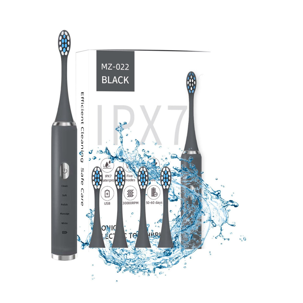 Rechargeable Electric Toothbrush with 5 Brush Heads and 5