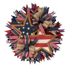 Poaug Patriotic Wooden Wreath 17.7 in