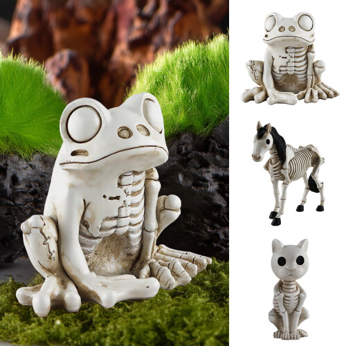 Resin Frog Skeleton Statue Halloween Decor