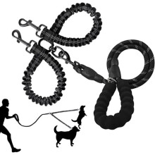 Anti-Tangle-Doppelleine – ohne Angabe – 120 cm – Nylon – für 2 Hunde – Schwarz