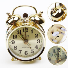 Mechanical Horseshoe Alarm Clock Gold Metal 7cm