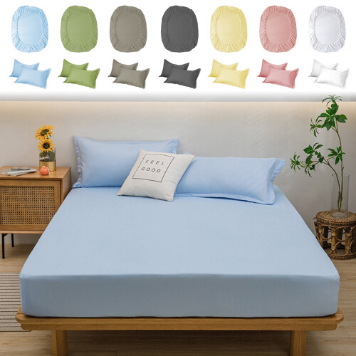 Khaki Polyester Bed Sheet Set 3-Piece