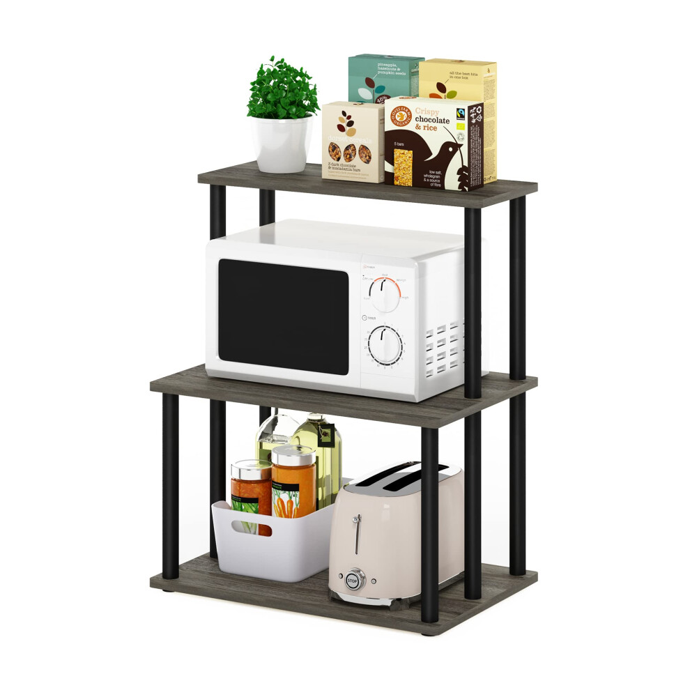 Furinno Turn-N-Tube 3-Tier Toolless Kitchen Storage Shelf, French Oak Grey/Black 5051225508159